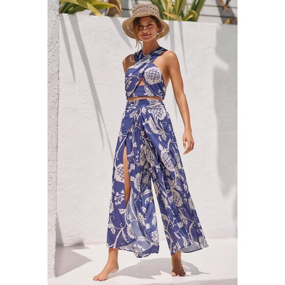 Anthropologie Breezy Crop Halter Tie Top & Matching Pant Set - Picture 4 of 8